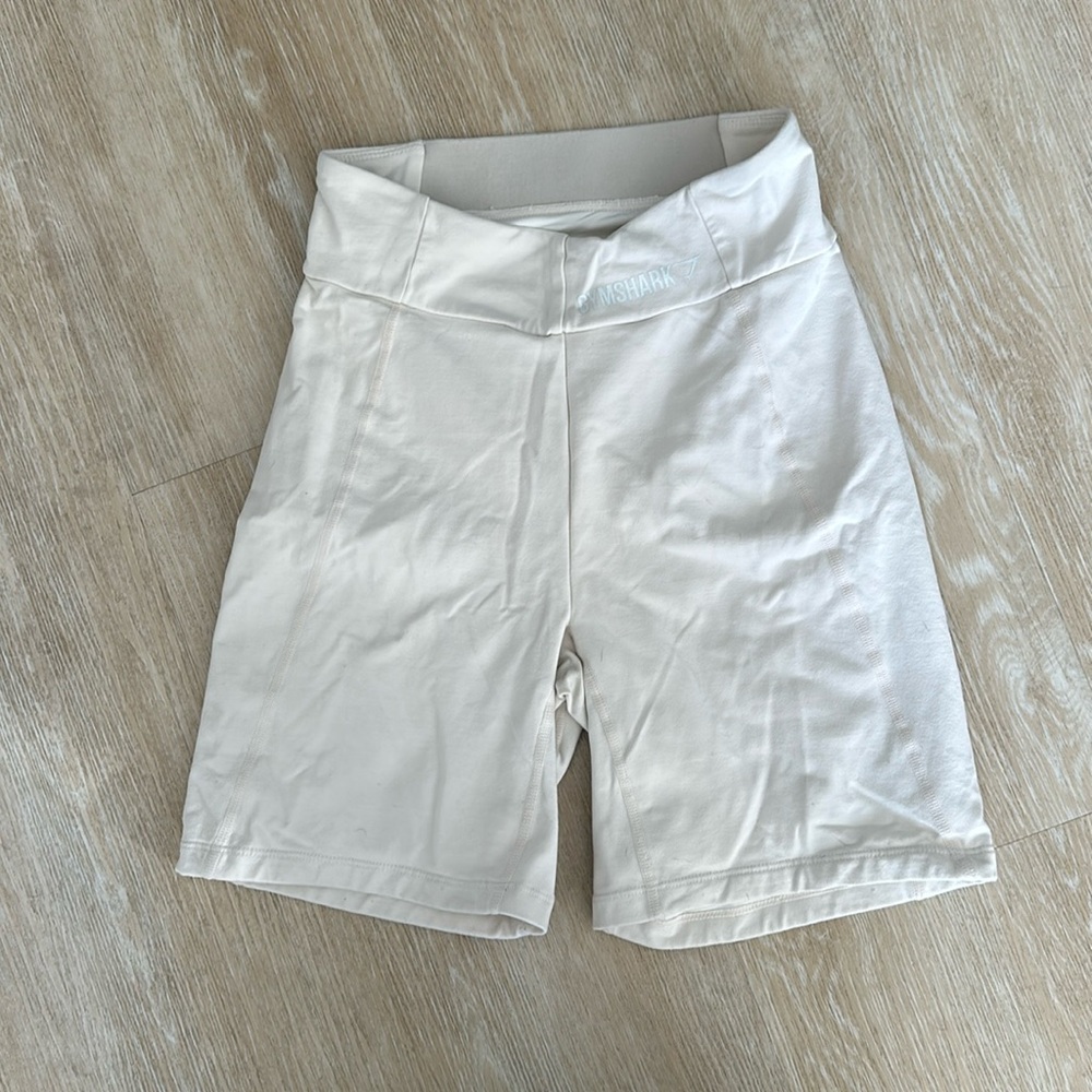 Beige Gym Shark Shorts